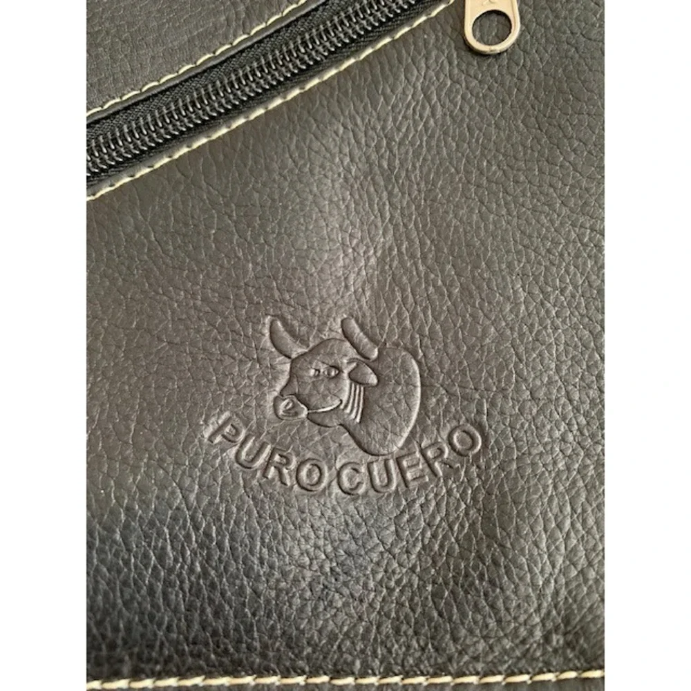 Puro Cuero Black Genuine Leather Crossbody Messenger Bag Multi Pocket‎ Unisex